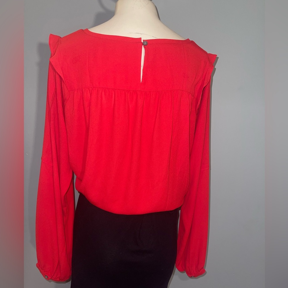 LOFT Vibrant Red long sleeve Blouse top shirt size large - Picture 2 of 6